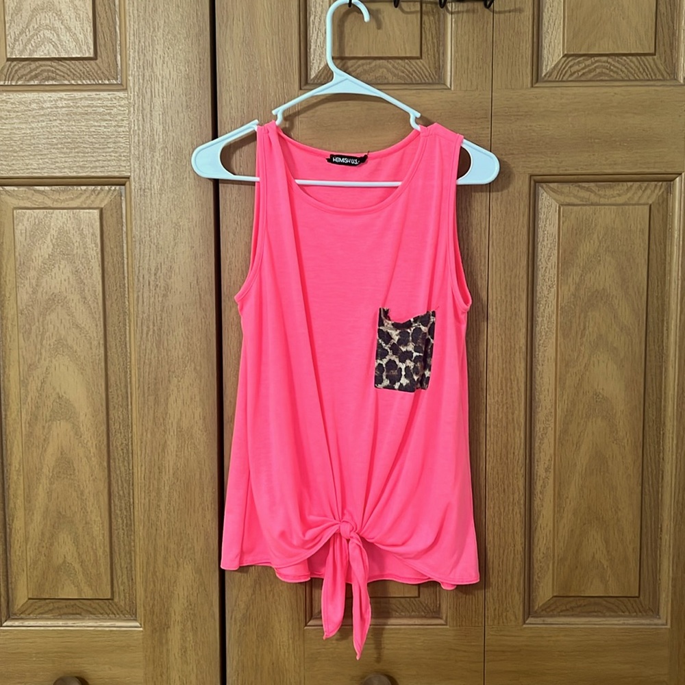 HEIMISH USA Pink Tank Top with Leopard Pocket